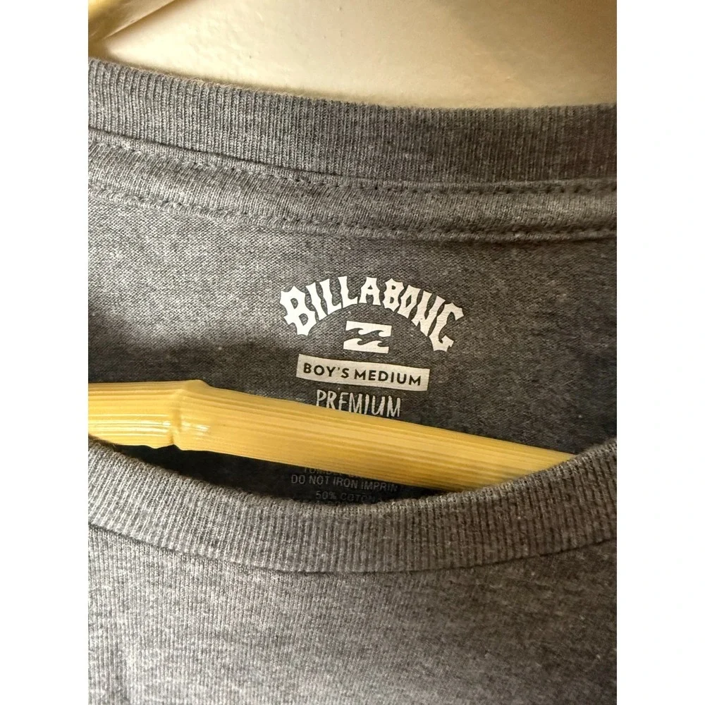 Billabong Gray Wave Logo Long‎ Sleeve T Shirt Boys M Casual